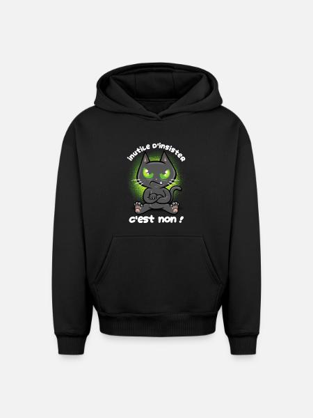 Chat têtu - Sweat à capuche unisexe oversize épais SPREAD - noir