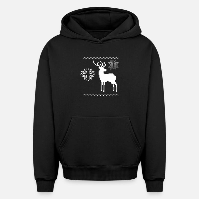 Renne - Sweat à capuche unisexe oversize épais SPREAD - noir