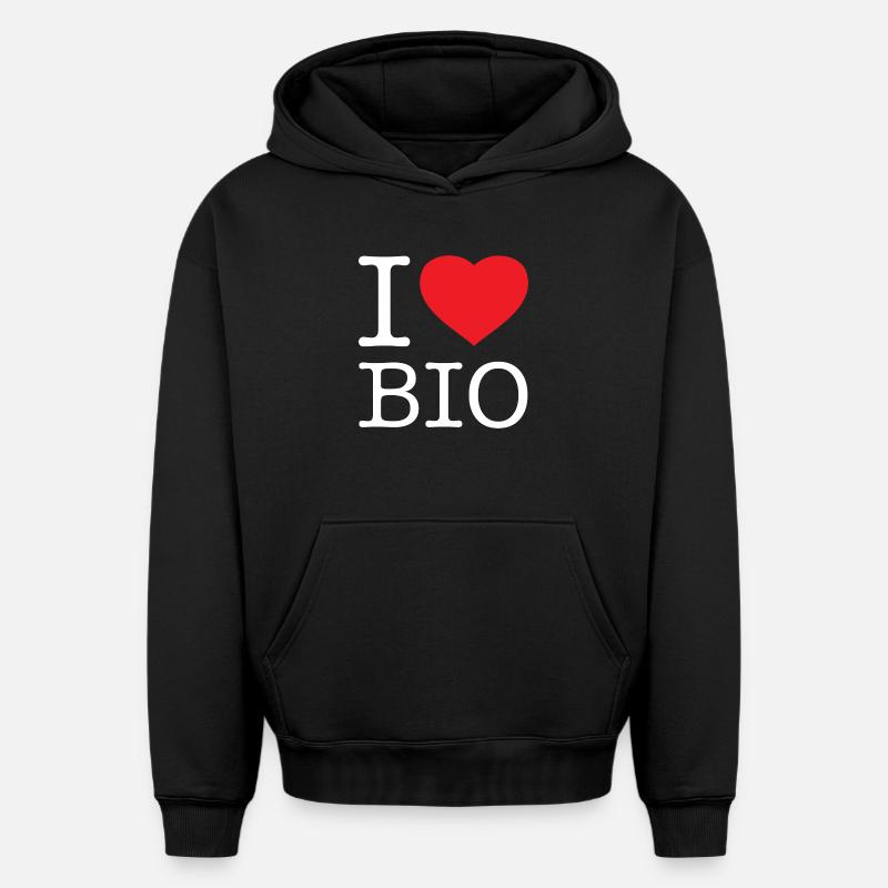 J’AIME BIO - Sweat à capuche unisexe oversize épais SPREAD - noir