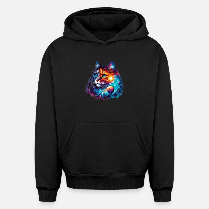 Chat - Sweat à capuche unisexe oversize épais SPREAD - noir