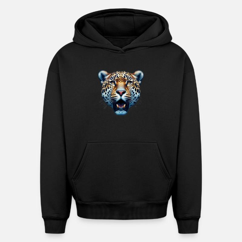 Léopard - Sweat à capuche unisexe oversize épais SPREAD - noir