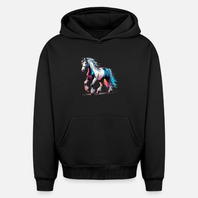 Cheval - Sweat à capuche unisexe oversize épais SPREAD - noir