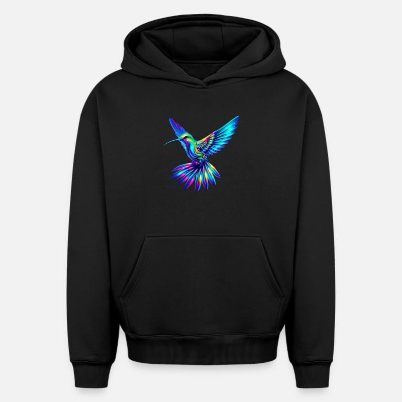 Colibri - Sweat à capuche unisexe oversize épais SPREAD - noir