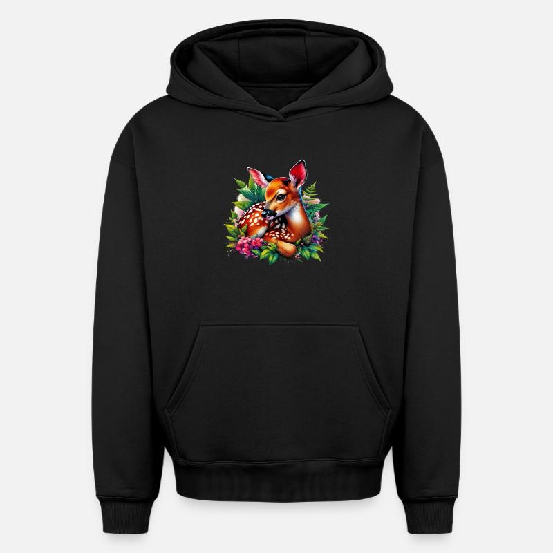 Faon - Sweat à capuche unisexe oversize épais SPREAD - noir