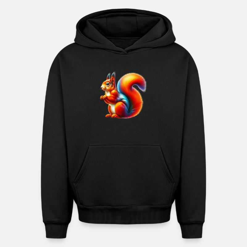 Écureuil - Sweat à capuche unisexe oversize épais SPREAD - noir