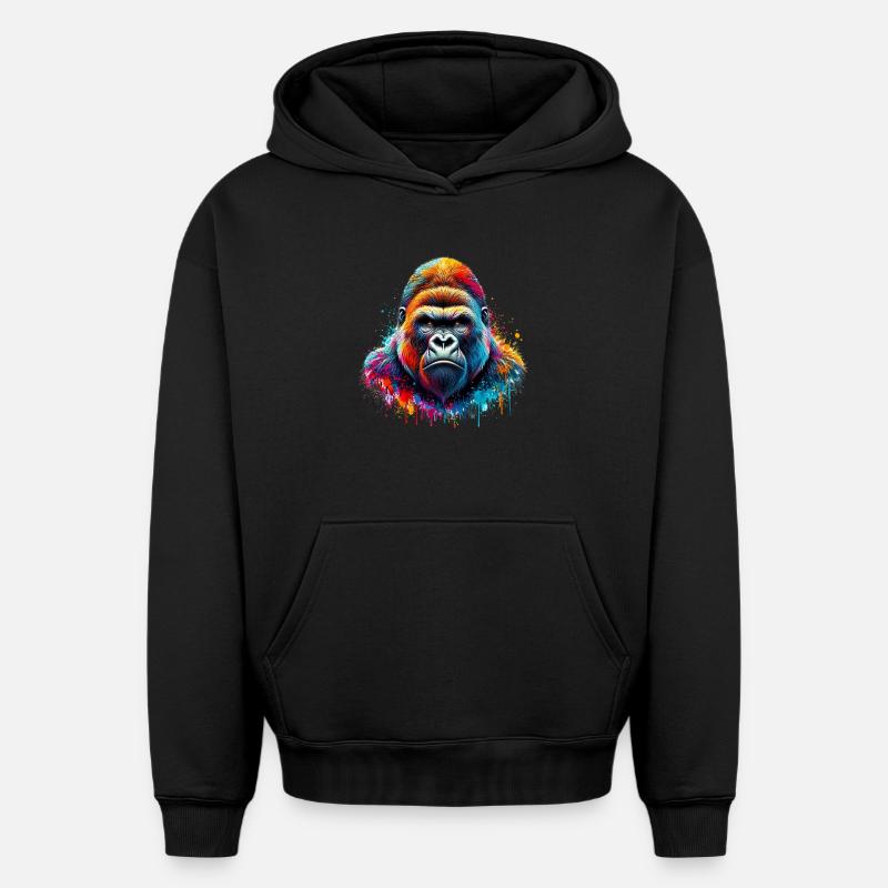 Gorille - Sweat à capuche unisexe oversize épais SPREAD - noir