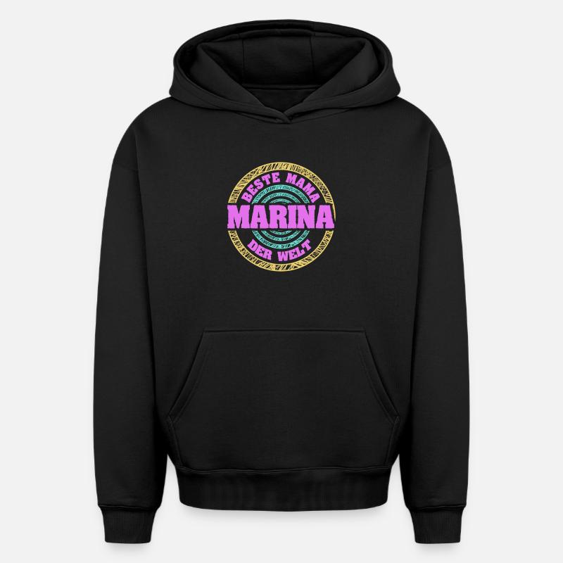 Mère Marina - Sweat à capuche unisexe oversize épais SPREAD - noir