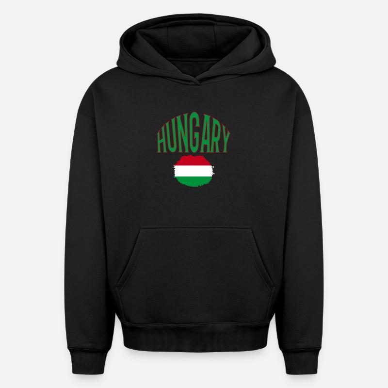 Hongrie - Sweat à capuche unisexe oversize épais SPREAD - noir