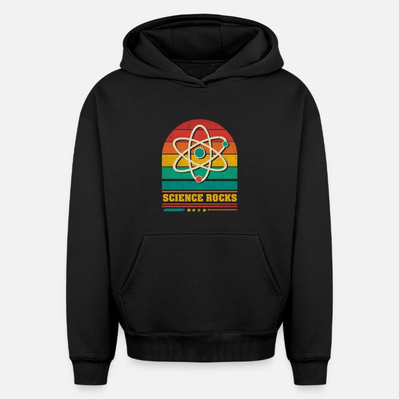 La science dans l’atome arc-en-ciel - Sweat à capuche unisexe oversize épais SPREAD - noir