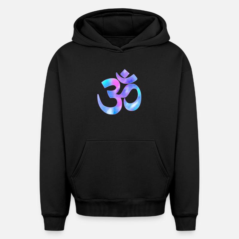 Om - Sweat à capuche unisexe oversize épais SPREAD - noir