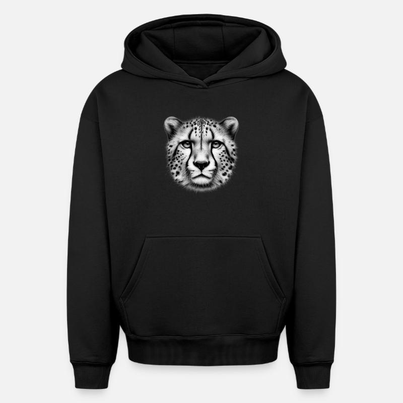 Guépard - Sweat à capuche unisexe oversize épais SPREAD - noir