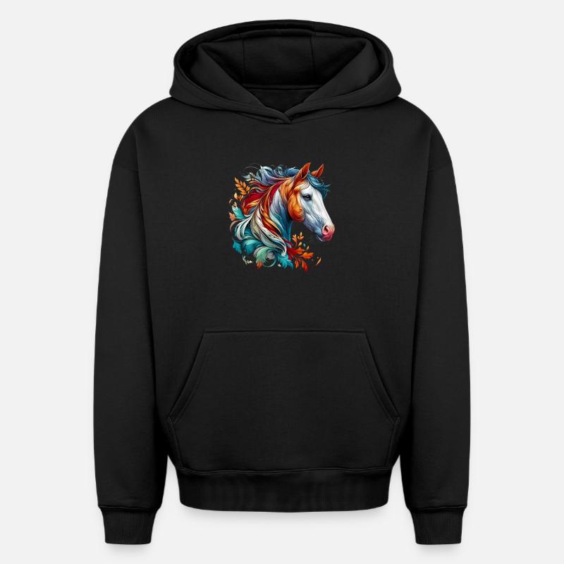 Cheval - Sweat à capuche unisexe oversize épais SPREAD - noir