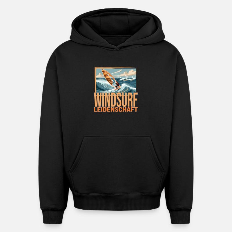Windsurf Leidenschaft - Oversized Heavyweight Unisex Hoodie - Schwarz