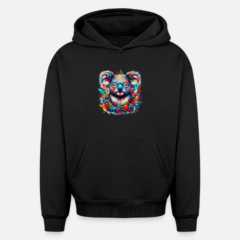 Koala - Sweat à capuche unisexe oversize épais SPREAD - noir