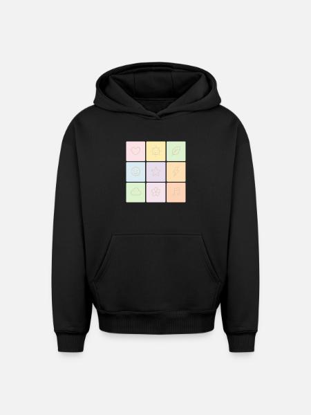 Pastel Bento Vibes - Oversized Heavyweight Unisex Hoodie - black