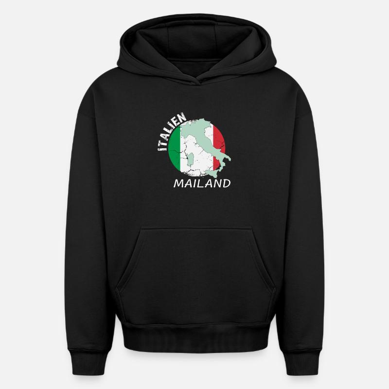 Milan - Sweat à capuche unisexe oversize épais SPREAD - noir