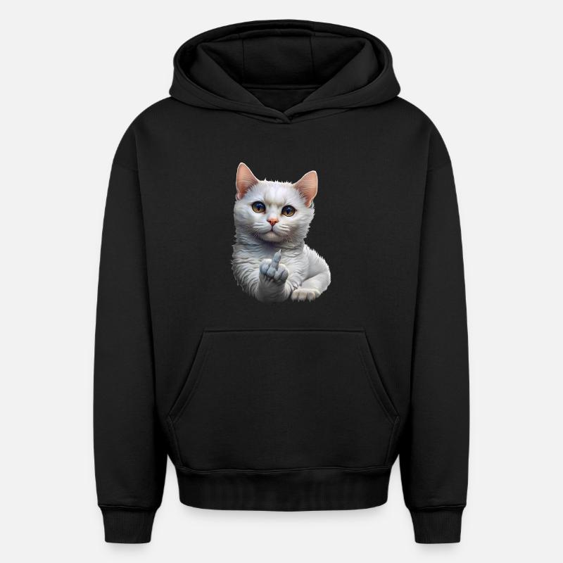 Chat - Sweat à capuche unisexe oversize épais SPREAD - noir