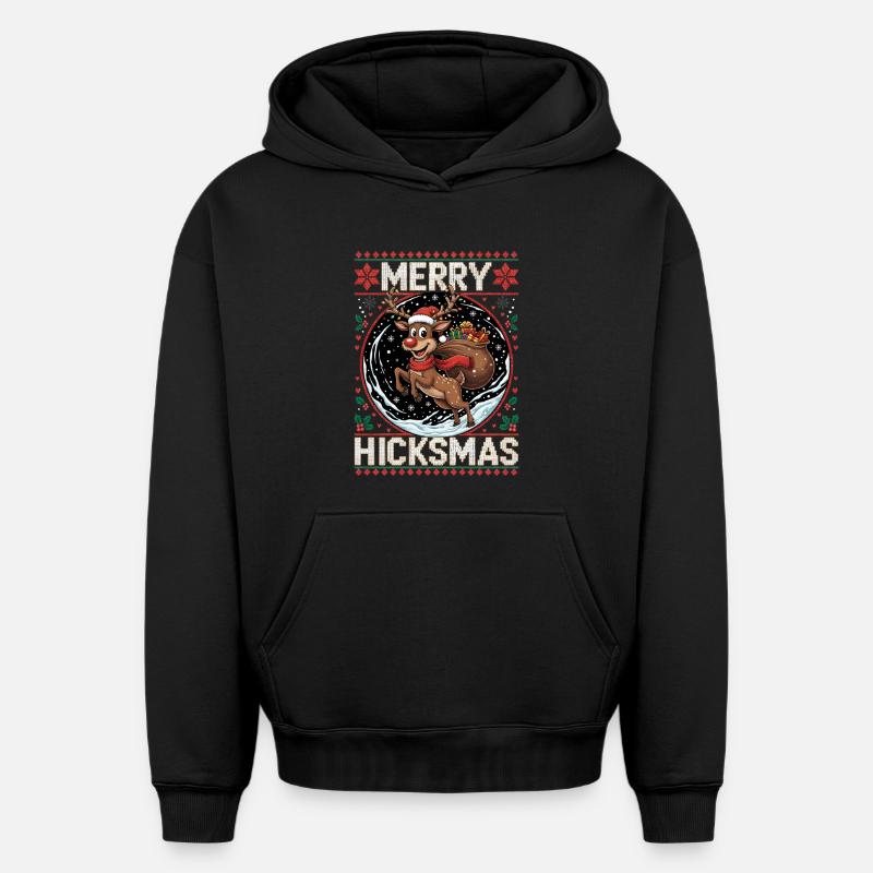 Renne de Noël Rudolph - Noël - Sweat à capuche unisexe oversize épais SPREAD - noir