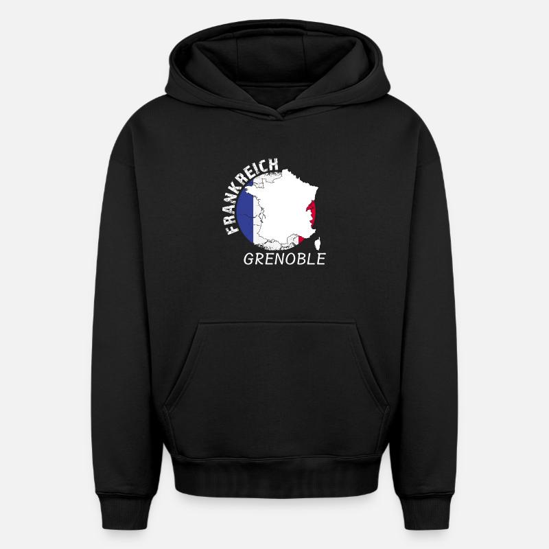 Grenoble - Sweat à capuche unisexe oversize épais SPREAD - noir