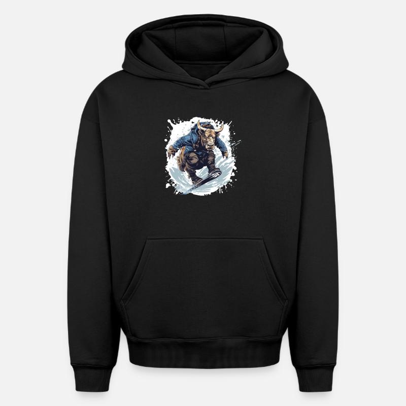 Bulle Snowboard Taurus - Sweat à capuche unisexe oversize épais SPREAD - noir