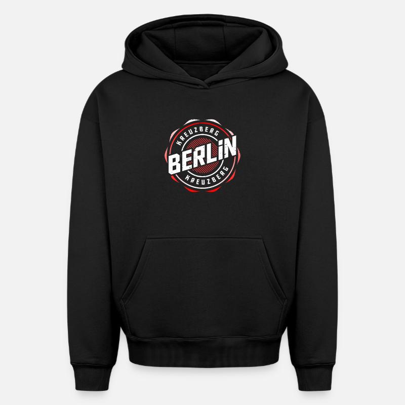 Berlin Kreuzberg - Sweat à capuche unisexe oversize épais SPREAD - noir