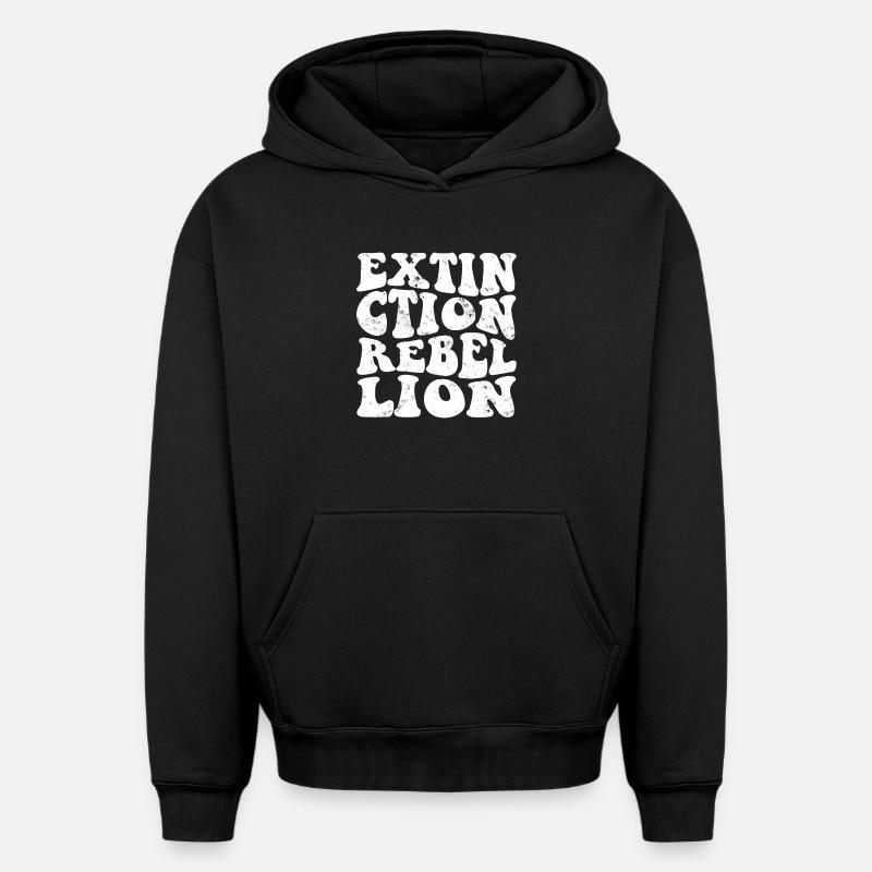 Extinction Rebellion Rétro blanc - Sweat à capuche unisexe oversize épais SPREAD - noir