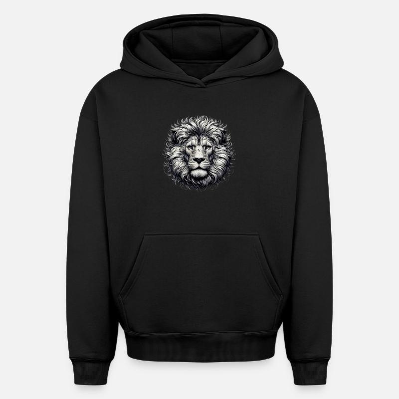 Lion - Sweat à capuche unisexe oversize épais SPREAD - noir