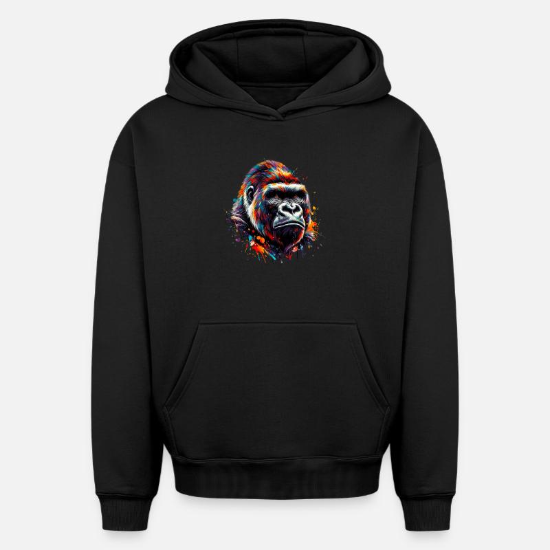 Gorille - Sweat à capuche unisexe oversize épais SPREAD - noir