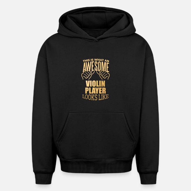 violon - Sweat à capuche unisexe oversize épais SPREAD - noir