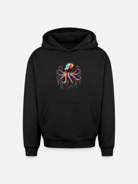Octopus - Oversized Heavyweight Unisex Hoodie - black