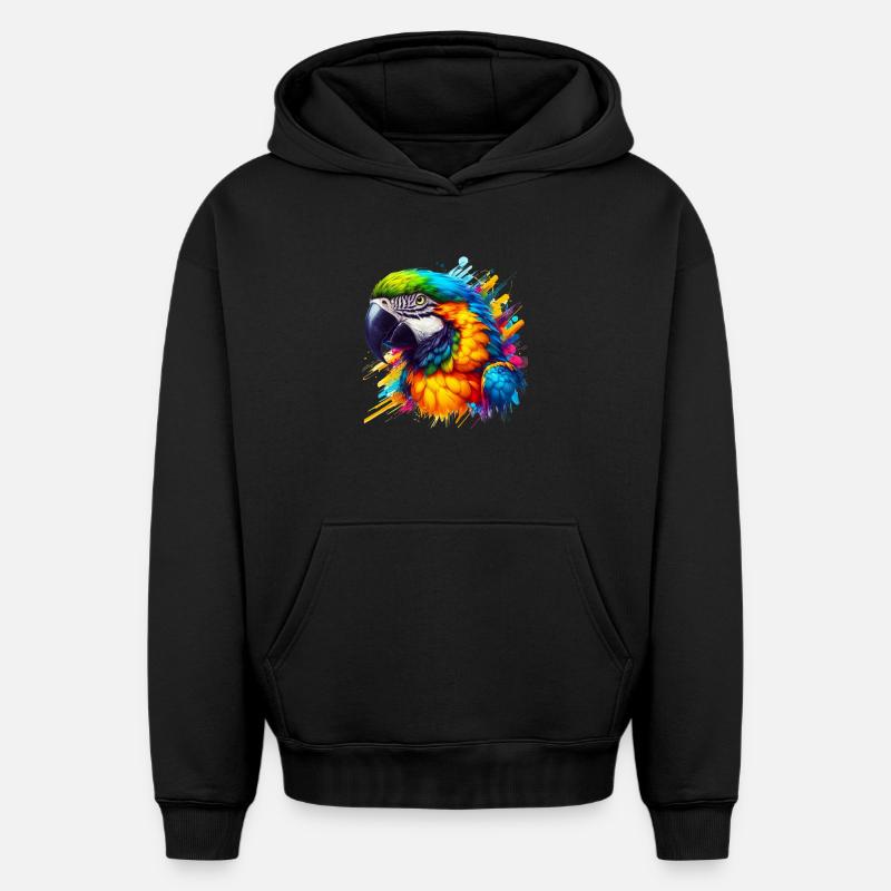 Perroquet - Sweat à capuche unisexe oversize épais SPREAD - noir