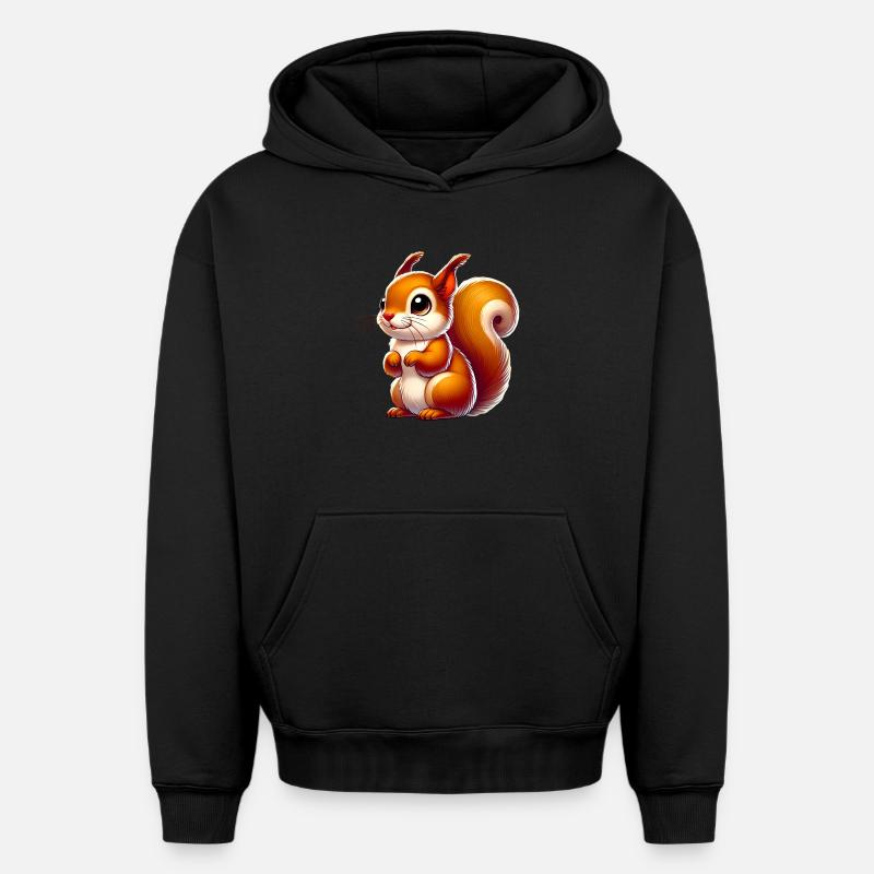 Écureuil - Sweat à capuche unisexe oversize épais SPREAD - noir