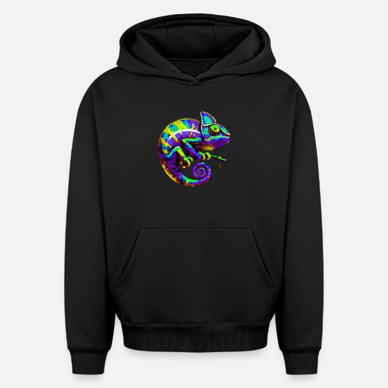 Caméléon - Sweat à capuche unisexe oversize épais SPREAD - noir