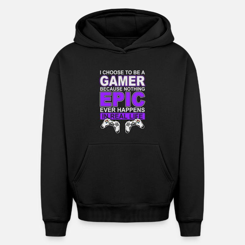 Jeux de joueurs - Sweat à capuche unisexe oversize épais SPREAD - noir