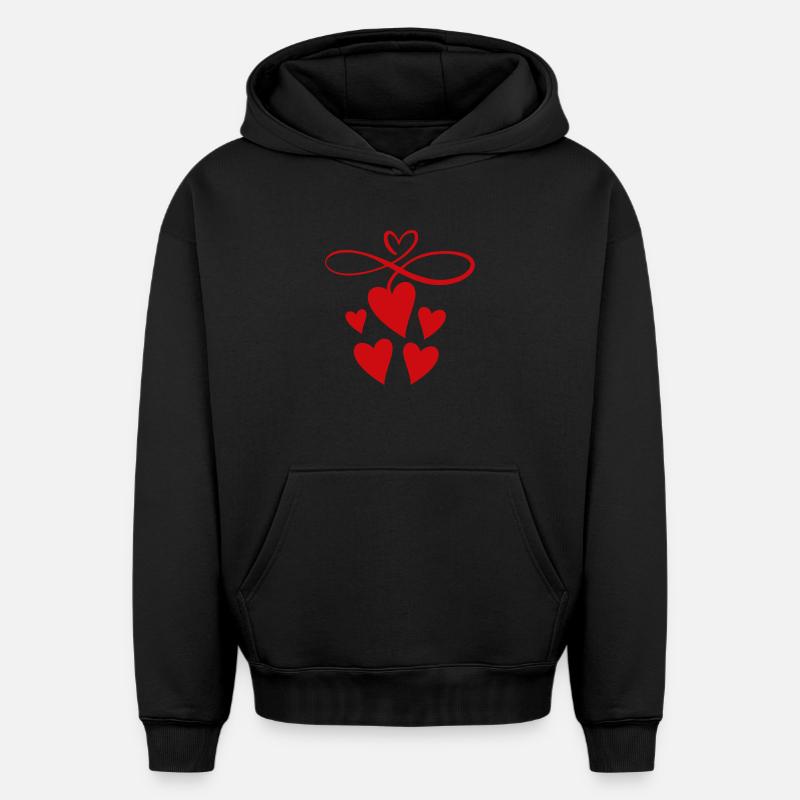 Signe d’infini avec cœur - Sweat à capuche unisexe oversize épais SPREAD - noir