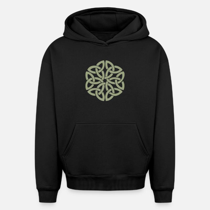Nœud celtique entrelacé circulaire - Sweat à capuche unisexe oversize épais SPREAD - noir
