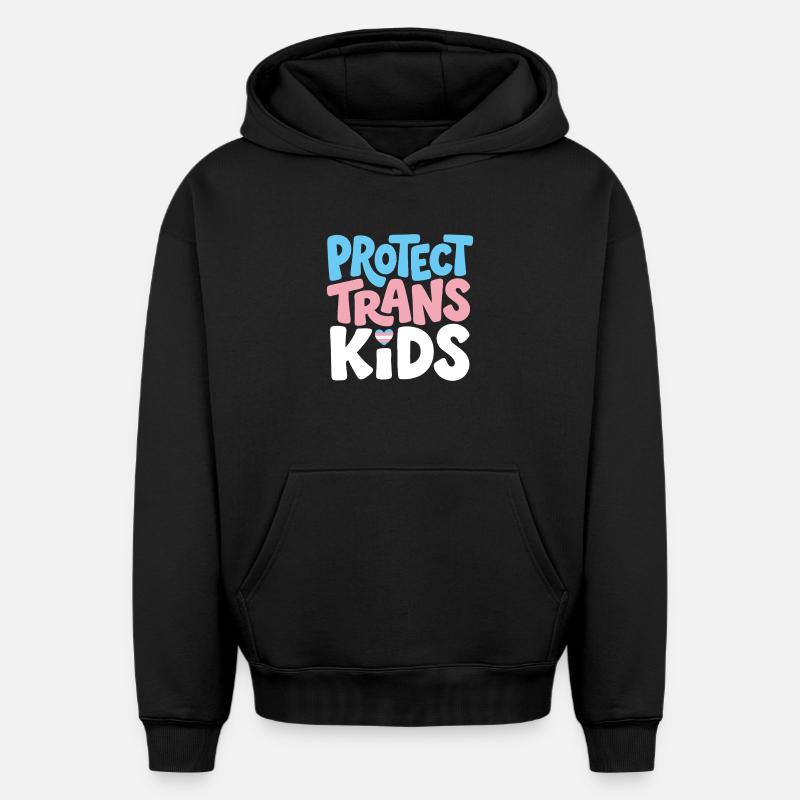 Protect Trans Kids Tee - Sweat à capuche unisexe oversize épais SPREAD - noir