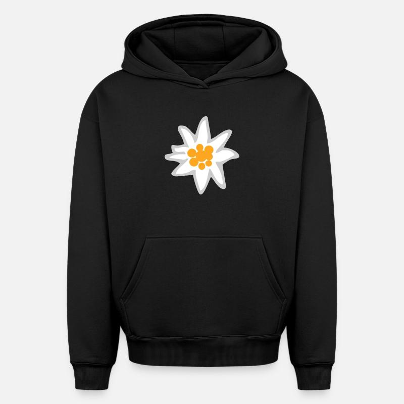 Edelweiss - Sweat à capuche unisexe oversize épais SPREAD - noir