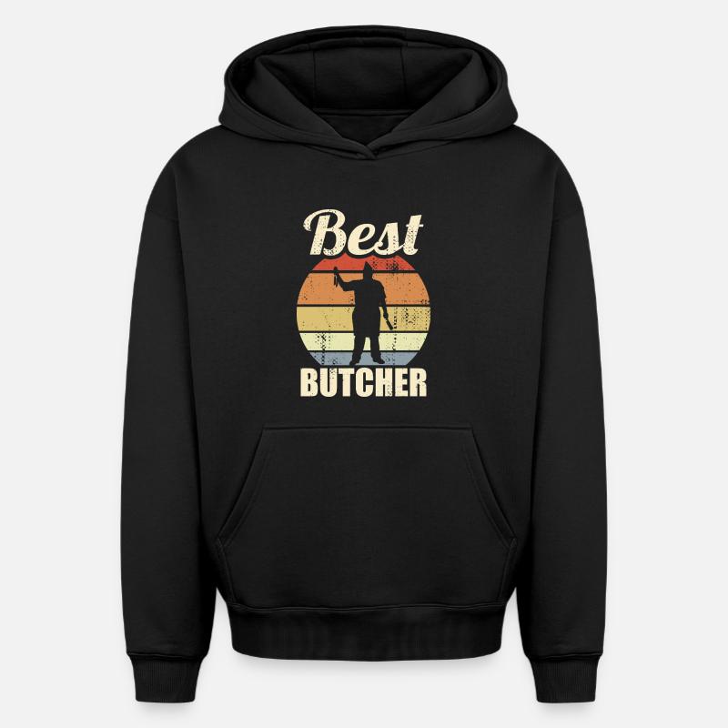 Drôle de boucher - Sweat à capuche unisexe oversize épais SPREAD - noir
