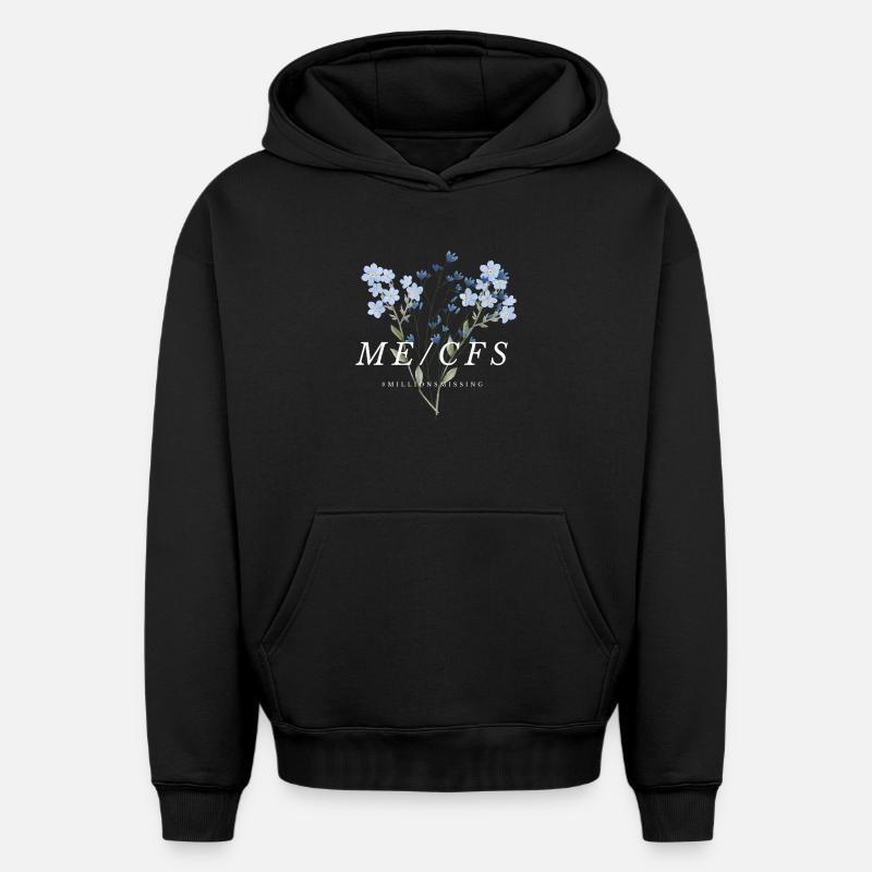 ME/CFS Fleurs blanches - Sweat à capuche unisexe oversize épais SPREAD - noir