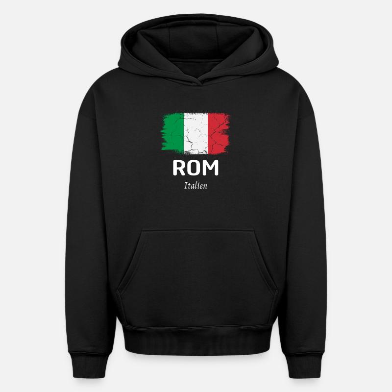 Rome - Sweat à capuche unisexe oversize épais SPREAD - noir