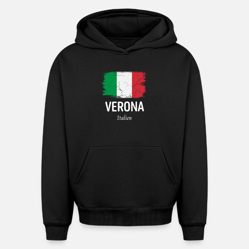 Vérone - Sweat à capuche unisexe oversize épais SPREAD - noir