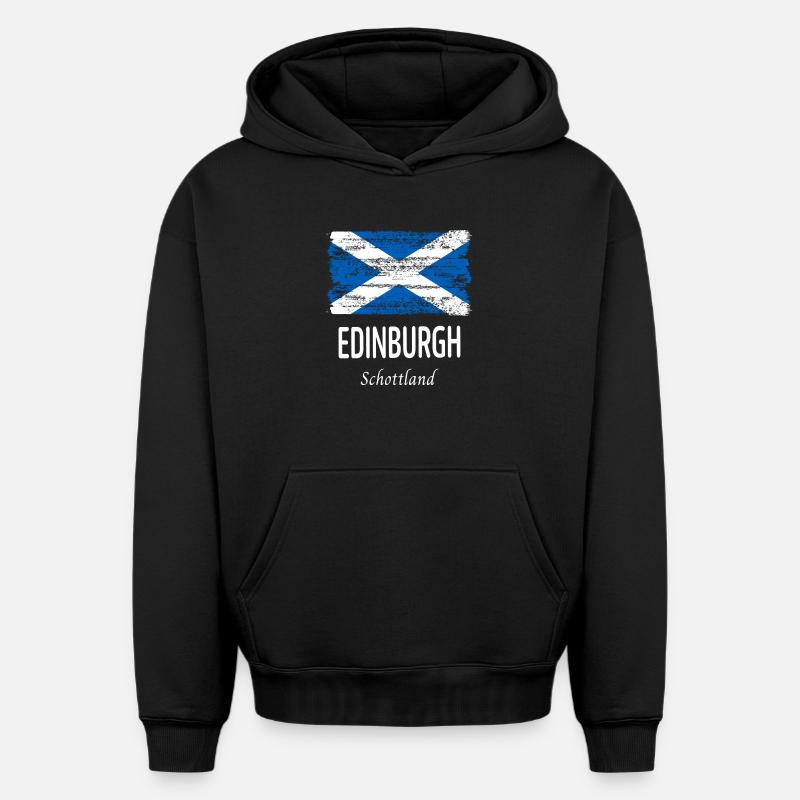 Edimbourg - Sweat à capuche unisexe oversize épais SPREAD - noir
