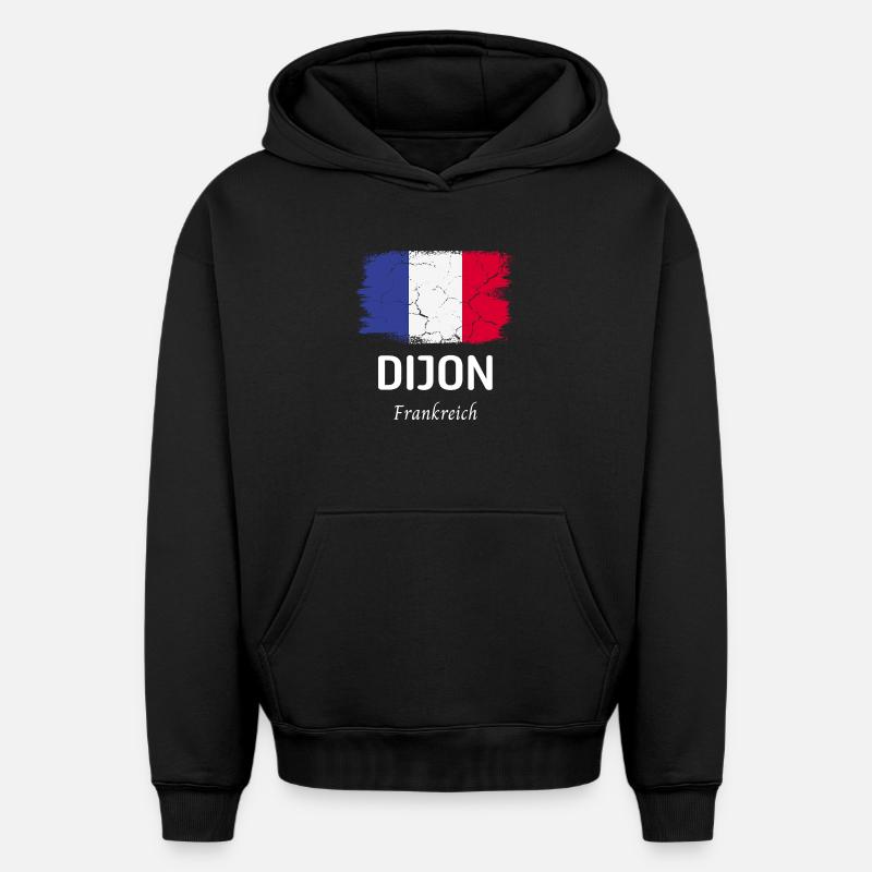 Dijon - Sweat à capuche unisexe oversize épais SPREAD - noir