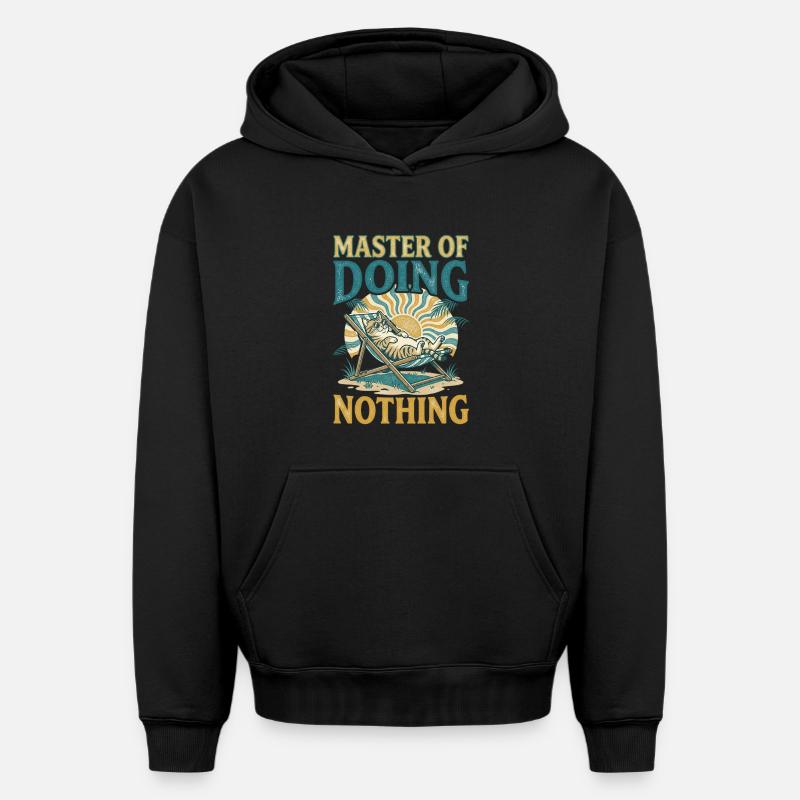 Chat en vacances - Sweat à capuche unisexe oversize épais SPREAD - noir