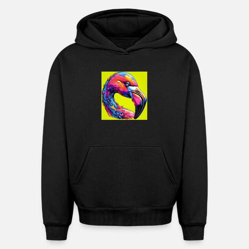 Flamant - Sweat à capuche unisexe oversize épais SPREAD - noir