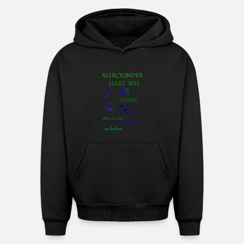 Handwerker Kaffee und Bier - Oversized Heavyweight Unisex Hoodie - Schwarz