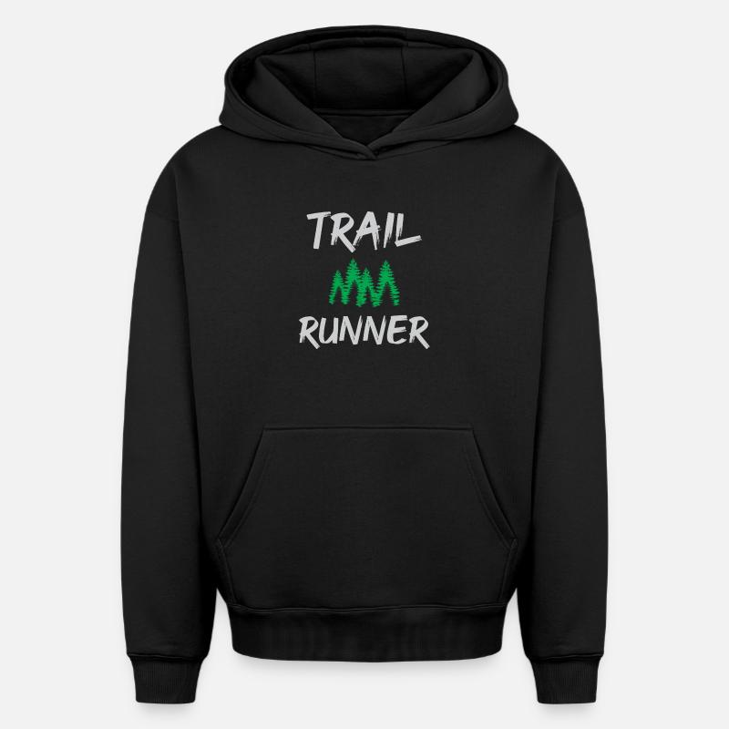 Trail Runner - Sweat à capuche unisexe oversize épais SPREAD - noir