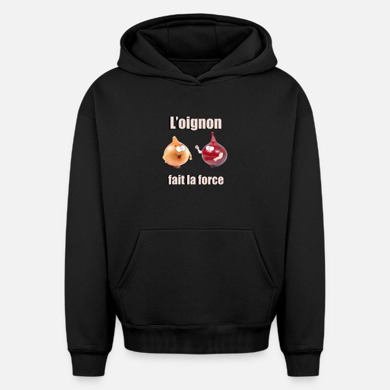 Oignons - Sweat à capuche unisexe oversize épais SPREAD - noir