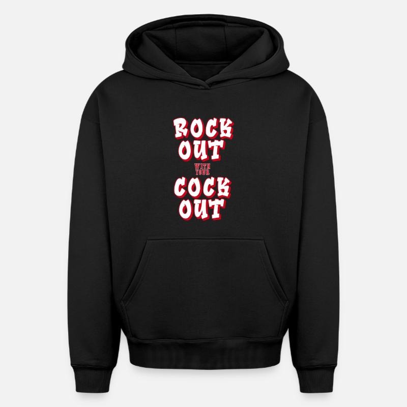 Rock out - Sweat à capuche unisexe oversize épais SPREAD - noir